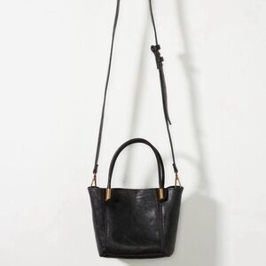 Anthropologie Black Crossbody Bag with Gold Accents
